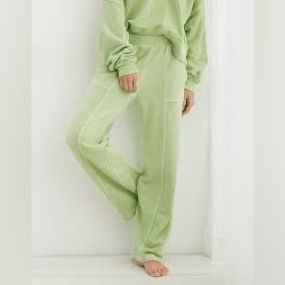 Aerie house party skater wide leg sweatpants green - Picture 2 of 7